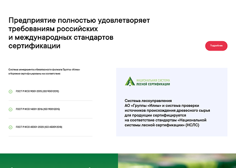 пример другой страницы сайта